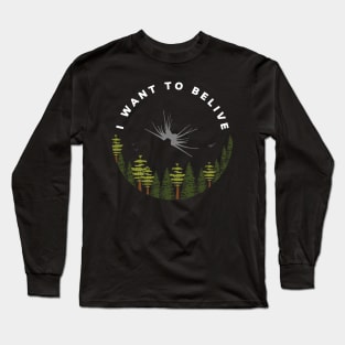 I Want to Belive - Shadow Ship - Circle - Black - Sci-Fi Long Sleeve T-Shirt